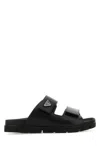 Prada Leather Strap Sandals In Black