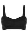 Prada Satin Crop-top Adjustable Straps In Black