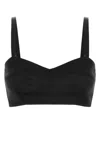 Prada Satin Crop-top Adjustable Straps In Black