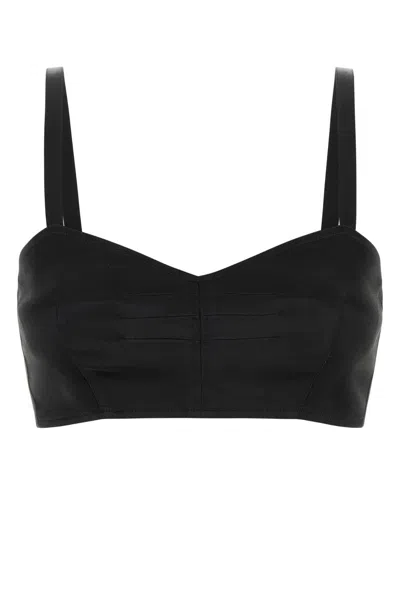 PRADA PRADA BLACK SATIN CROP-TOP