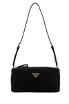Prada Mini Pebbled Calfskin Shoulder Handbag In Black