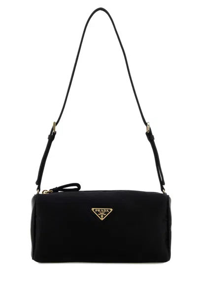 Prada Mini Pebbled Calfskin Shoulder Handbag In Black