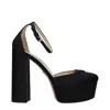 Prada Satin Platform Pumps In Black
