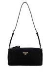 Prada Mini Pebbled Calfskin Shoulder Handbag In Black