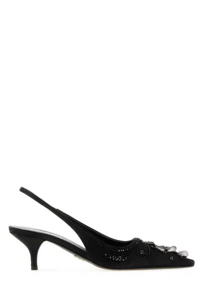 Prada Black Satin Pumps