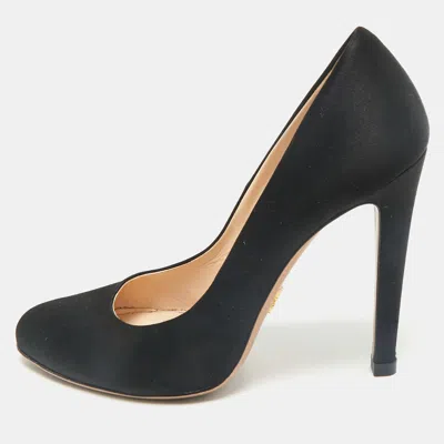 Pre-owned Prada Black Satin Round Toe Pumps Size 38.5
