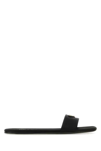 Prada Black Satin Slippers