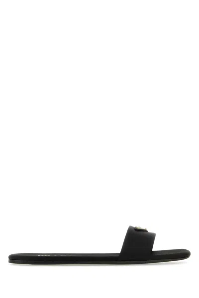Prada Black Satin Slippers