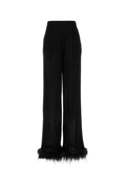 PRADA BLACK SATIN WIDE-LEG PANT