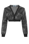 Prada Cropped Sequin-embroidered Cardigan In Black