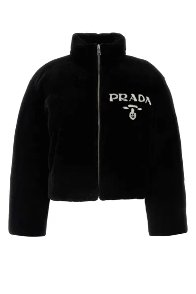 PRADA BLACK SHEARLING DOWN JACKET