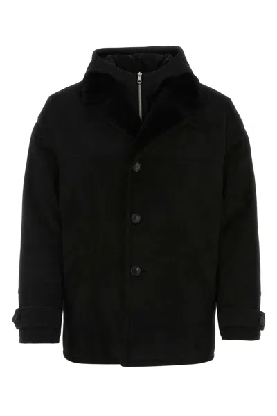 Prada Black Shearling Jacket In Nero