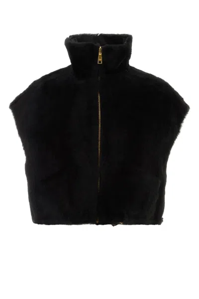Prada Black Shearling Jacket In Nero