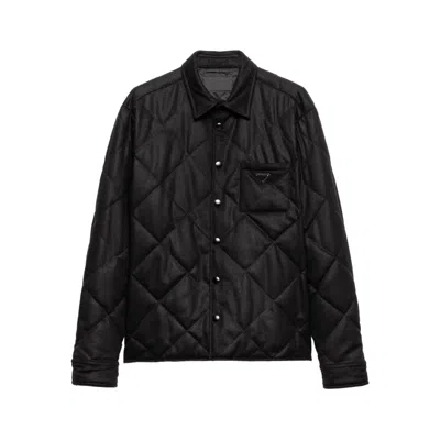 Prada Padded Cashmere Shirt In Black
