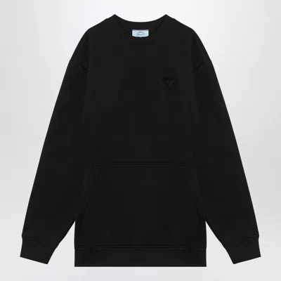 Prada Black Short Plush Dress With Logo Triangle Women
