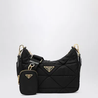 Prada Black Shoulder Bag In Padded Re-nylon
