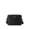 Prada Leather Shoulder Bag With Logo Plaque In Black