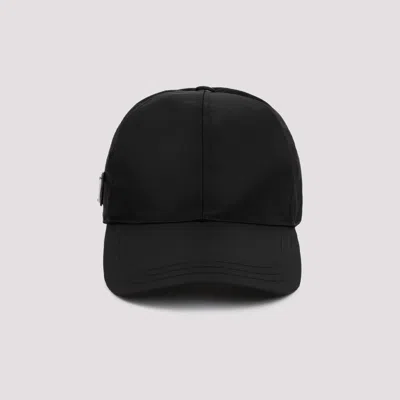PRADA BLACK SIDE LOGO PATCH HAT