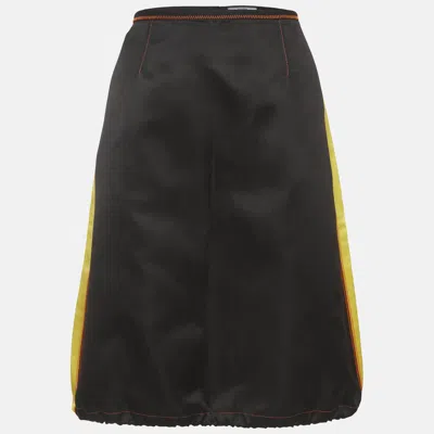 Pre-owned Prada Black Side Stripe Satin Mini Skirt M