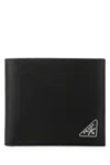 Prada Triangle Logo Saffiano Leather Wallet In Black