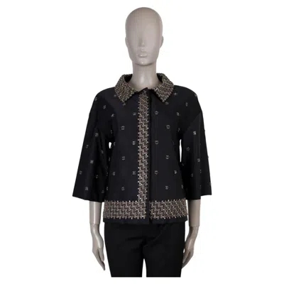 Pre-owned Prada Black Silk 2004 Beaded Jacket 38 Xs