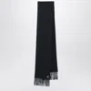 Prada Fringed Edges Silk And Cashmere Scarf In Black