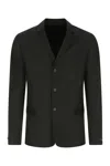 Prada Structured Silk Blazer With Notch Lapel In Black