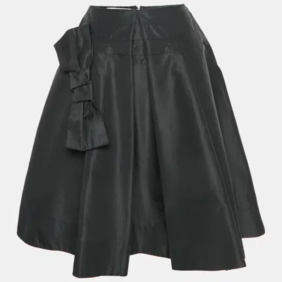 Pre-owned Prada Black Silk Blend Bow Detail Mini Skirt S