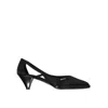 Prada Black Silk Mid Heel Pumps In Black