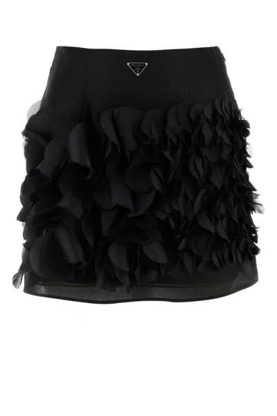 PRADA BLACK SILK MINI SKIRT