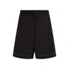 Prada Contrasting Trim Silk Bermuda Shorts In Black