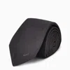 Prada Black Silk Tie With Logo Men In Black