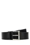 Prada Black Classic Solid Belt In Black