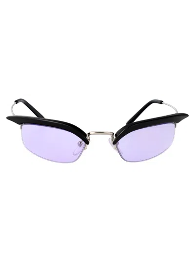 Prada Black Silver Metal Sunglasses In Purple