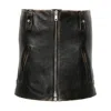 Prada Leather Mini Skirt In Black