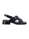 Prada Brushed Leather Sandals With Buckle In Black