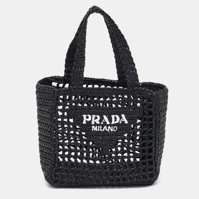 Pre-owned Prada Black Small Crochet Tote