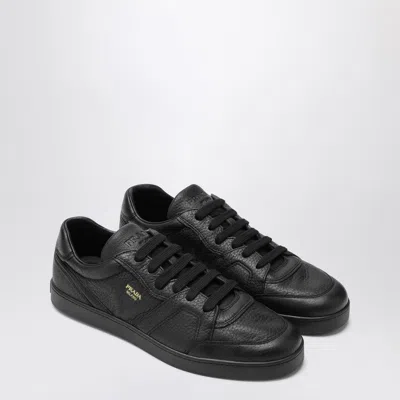 Prada Black Sneakers In Hammered Leather