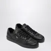 Prada Hammered Leather Low-top Sneakers In Black