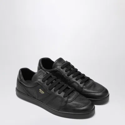 PRADA PRADA BLACK SNEAKERS IN HAMMERED LEATHER