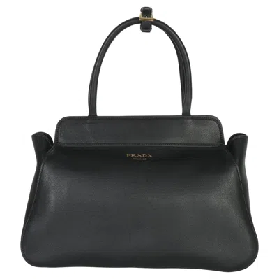Pre-owned Prada Black Soft Grain Calfskin Medium Tote