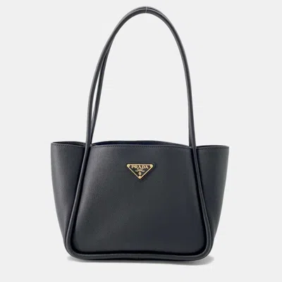 Pre-owned Prada Black Soft Grain Leather Mini Tote Bag