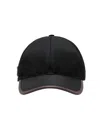 Prada Renylon Baseball Cap Curved Brim Design In Black