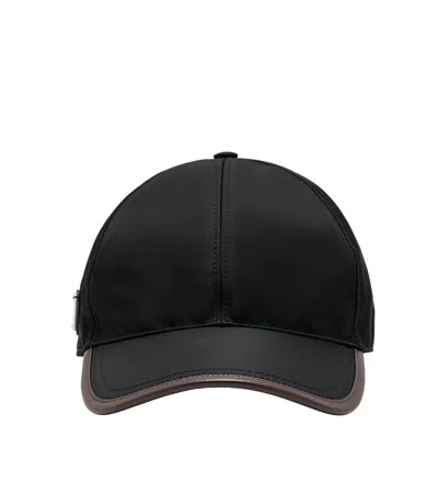 PRADA MEN BLACK SOLID BASEBALL CAP
