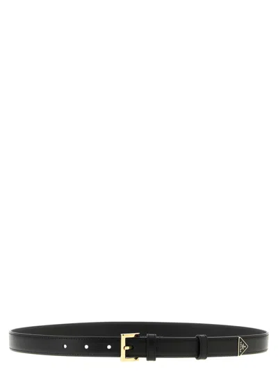 Prada Black Solid Buckle Belt
