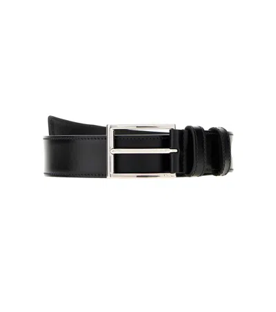 Prada 3 Cm Vitello Leather Belt For Men In Black