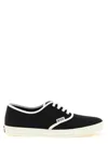 Prada Black Solid Cotton Drill Sneakers In Black