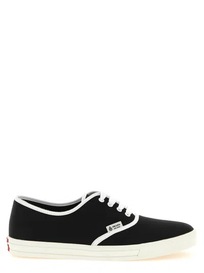 Prada Black Solid Cotton Drill Sneakers