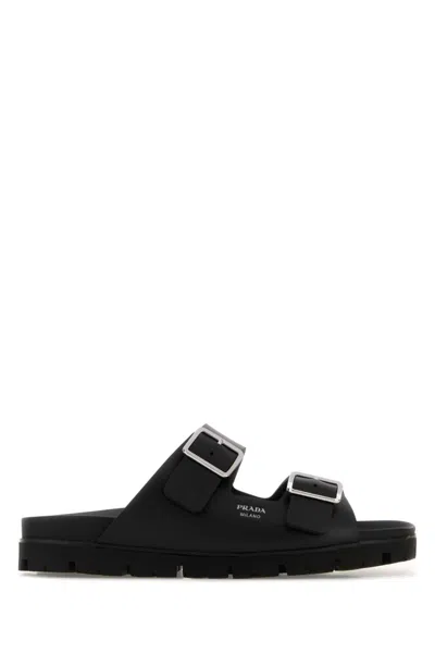 PRADA BLACK SOLID LIFESTYLE SANDALS