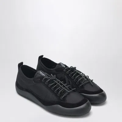 Prada Speedrock Leather And Mesh Fabric Sneakers In Black